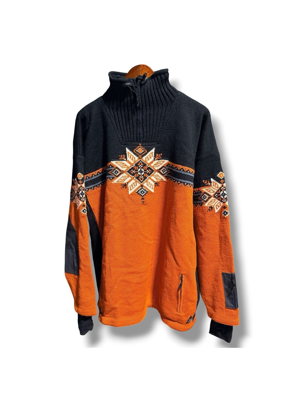 Dale of Norway Polarwind Men’s 2XL Wool 1/4 Zip Lined Sweater Nordic Orange